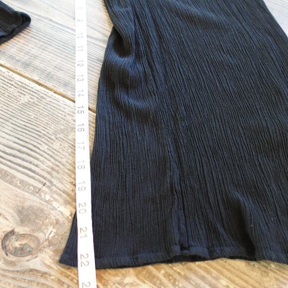 Vintage Y2K Jumpsuit Womens Large Black Crinkle Wide Leg Tie Back USA Boho Goth - Picture 8 of 12